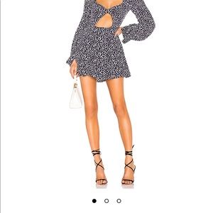 Revolve Navy with polka dot mini dress (L)